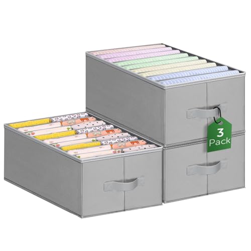 CaptainFive Organizador Armario Ropa 3 Piezas, Organizador Cajones de Camisetas Jeans, Cajas Almacenamiento Plegable de Tela con 9 Compartimentos, Apilable, Ahorra Espacio (M, 34 x 25 x 20 cm)