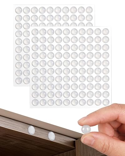 200PCS Clear Silicone Cabinet Door Bumpers Self Adhesive Soft Rubber Sound Dampening Bumper Pads Noise Reduction Anti Slip Cushion for Kitchen Drawers Cupboards Furniture Picture Frames