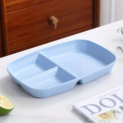 Image of Unbreakable Wheat Straw Round Plate for Kids, Adults, Toddler Camping, Rv, Outdoors, Daily Use, Reusable Dessert, Pasta, Dessert, Kitchen Microwave & Dishwasher Safe (Nordic Blue, Pack of 2)