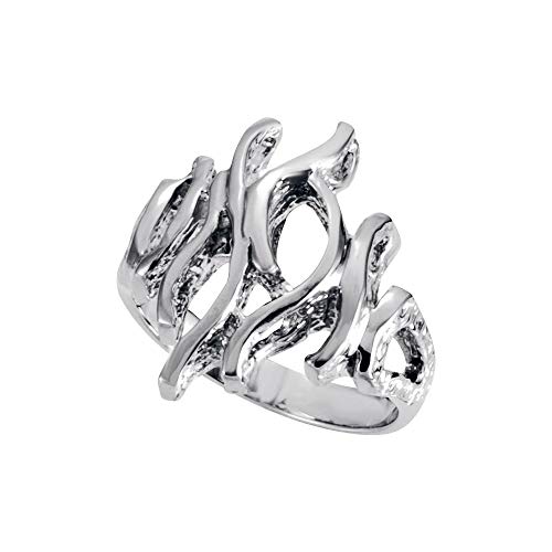Sonia Jewels Solid 14k White Gold Fashion Ring Band (Width = 19mm) - Size 5.5