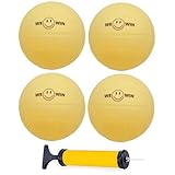 Aolowewin 4X Spike Replacement Balls with 1x Pump | Roundnet Game Extra Balls | Strong Bounce Ball | 3.5inch Yellow Soft Rubber Ball | Water Pool Lawn Beach Volleyball (4)