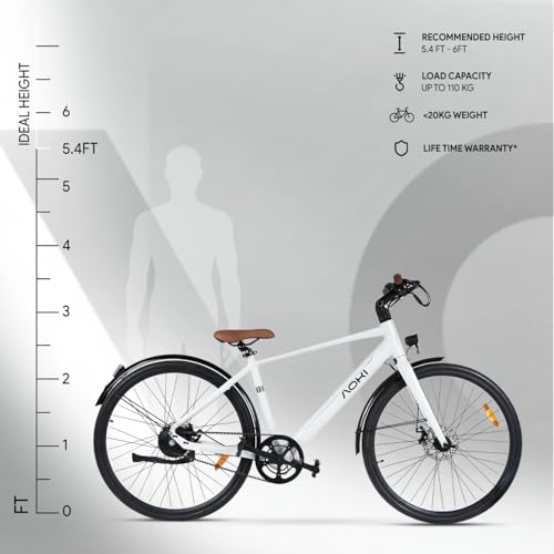 Image of Aoki Cadence GL Electric Urban Bicycle | Carbon Belt Drive | 250W Motor | Ultralight <20kg | Stem Display | 700C Tyres | Removable Battery | Arctic White