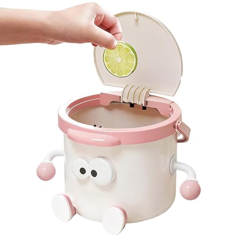 Cesta de basura para escritorio, papelera decorativa y bote de basura con asa | Cubo de basura pequeño | Para dormitorio dormitorio oficina baño mesita de noche limpieza almacenamiento tocador para
