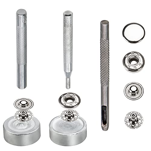 120Sets Leather Snaps And Fasteners Kit, 12.5Mm Silver Snap Fasteners Kit, Leather Snaps, Metal Heavy Duty Snaps With Install Tool For Leather, Clothes, Jeans Wears, Bags #TOP3