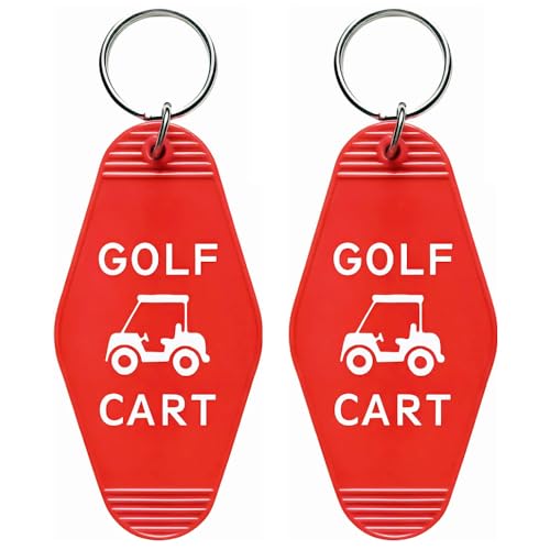 Image of 2pcs Golf Cart Keychain Plastic Retro Motel Golf Cart Key Chain for Women Men