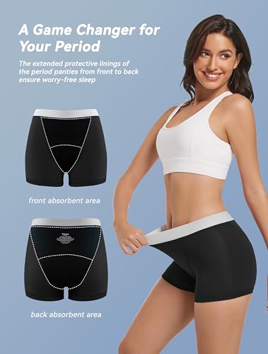 Period Underwear for Women Heavy Flow Leakproof Period Shorts for Day and Night Absorbency 3 Pack2