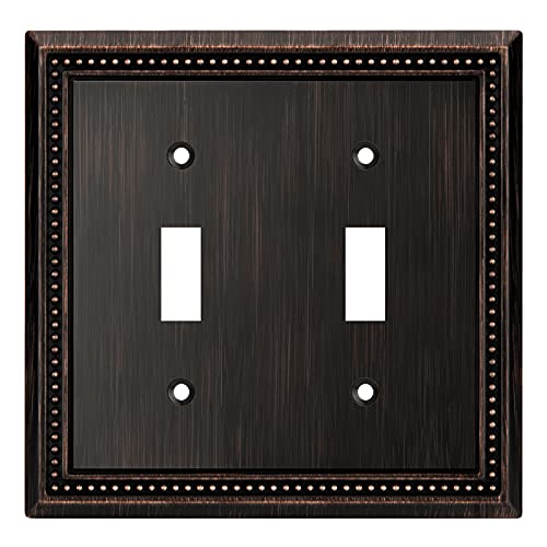 Henne Bery Sunken Pearls Heavy Duty Decorative Wall Plate Switch Plate Outlet Cover (Double Toggle Aged Bronze)
