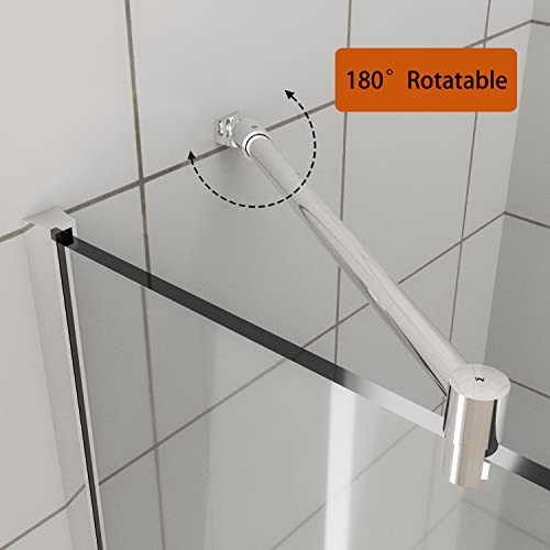 Shower Door Glass Support Bar,180 Degrees Wall-To-Glass Support Arm For 5/16" To 1/2" Thick Glass,14.2'' Shower Screen Support Telescopic Bar,For Fixed Frameless Shower Glass Panel,Polished Silver #TOP1
