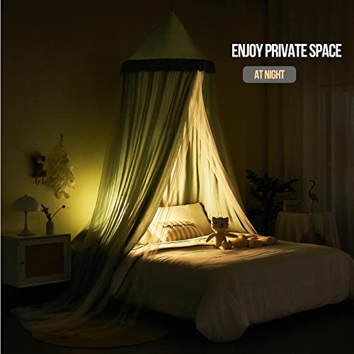 Kertnic Bed Canopy For Kids Room Double Layer Mosquito Net, Hanging Play Tent Children Reading Nook Canopies, Round Dome Princess Castle Dreamy Bedding For Girls Room House Décor (Green) #TOP3