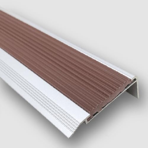 BGBZHMMEE Nez De Marche en Aluminium, Protecteur De Bord D'escalier Antidérapant, Profil D’Angle en Forme De L, pour Intérieurs Et Extérieurs(Brown,1pcs/100cm)