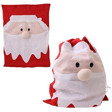 Santa Sack Face Felt Bag Christmas Red Tree Gift Party Xmas Stocking Present Cover