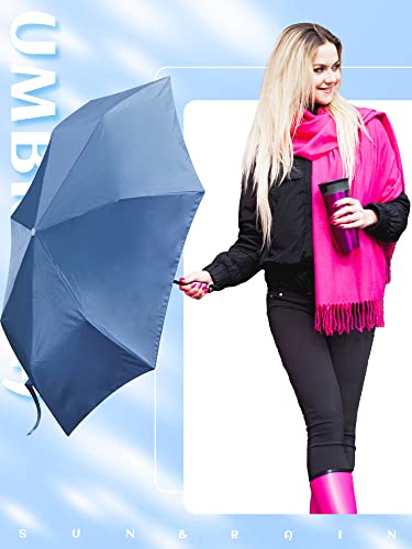 Pinkunn 6 Pieces Travel Mini Umbrella For Purse Colored Compact Umbrellas Bulk Small Folding Uv Umbrella Lightweight Portable Umbrella Windproof Pocket Umbrella For Sun Rain Protection Girls Women #TOP6