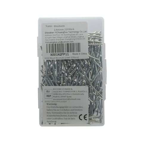 Blindnieten Popnieten Nieten Blind-Nieten Alu Nieten (2.4x6mm 220Stück)