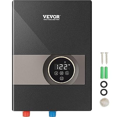 VEVOR Electric Tankless Water Heater, 13.8KW Instant Hot Water Heater, Digital Temperature Display & Easy Installation & 24-Hour Water Supply, For Kitchen Bathroom Shower Mall Salon ETL Listed