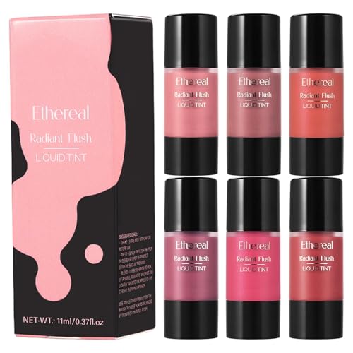 Rubor Líquido En Barra, 6 Piezas, Acabado Mate Prensado Y Rubor En Barra Con Brillo, Rubor Líquido De Acuarela De Larga Duración, Rubor Fino Con Alto Pigmento, Crea Un Look De Maquillaje Ligero