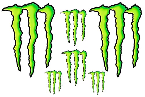 [Stedecals] Sticker Decals Compatible with [Monster] for Cars Motocross Racing Motorbike Dirt Bike ATV Trucks Boats Skateboards Surfboards Snowboards Helmets Laptops Waterbottles (6 Pack)