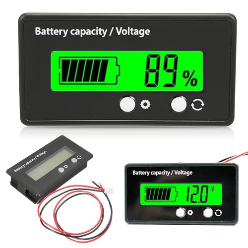 SH-RuiDu 12V 24V 36V 48V Battery Indicator Battery Capacity Voltage Tester Display Lead-Acid Monitor with Cable for RV Motor Boat Golf Cart Motorcycle