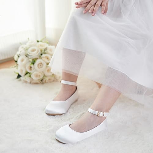 Image of Felix & Flora Girls Toddler Little Ballet Shoes - Flower Girls Mary Jane Flats Dress Shoes Party Wedding
