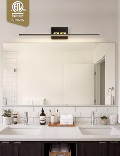 Image of VOLISUN Modern Bathroom Vanity Light 39.4 inch, Rotatable, 24W Dimmable 5CCT Led Bathroom Light Fixture Over Mirror, Black Gold Bar Vanity Light for Bathroom Mirror Cabinets-ETL Certificated