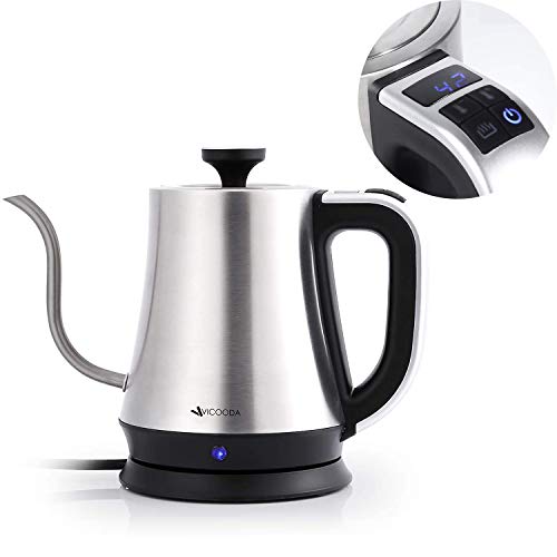 ESHOWEE Electric Gooseneck Kettle, 1.0L Pour Over Coffee Kettle & Tea Kettle, Stainless
