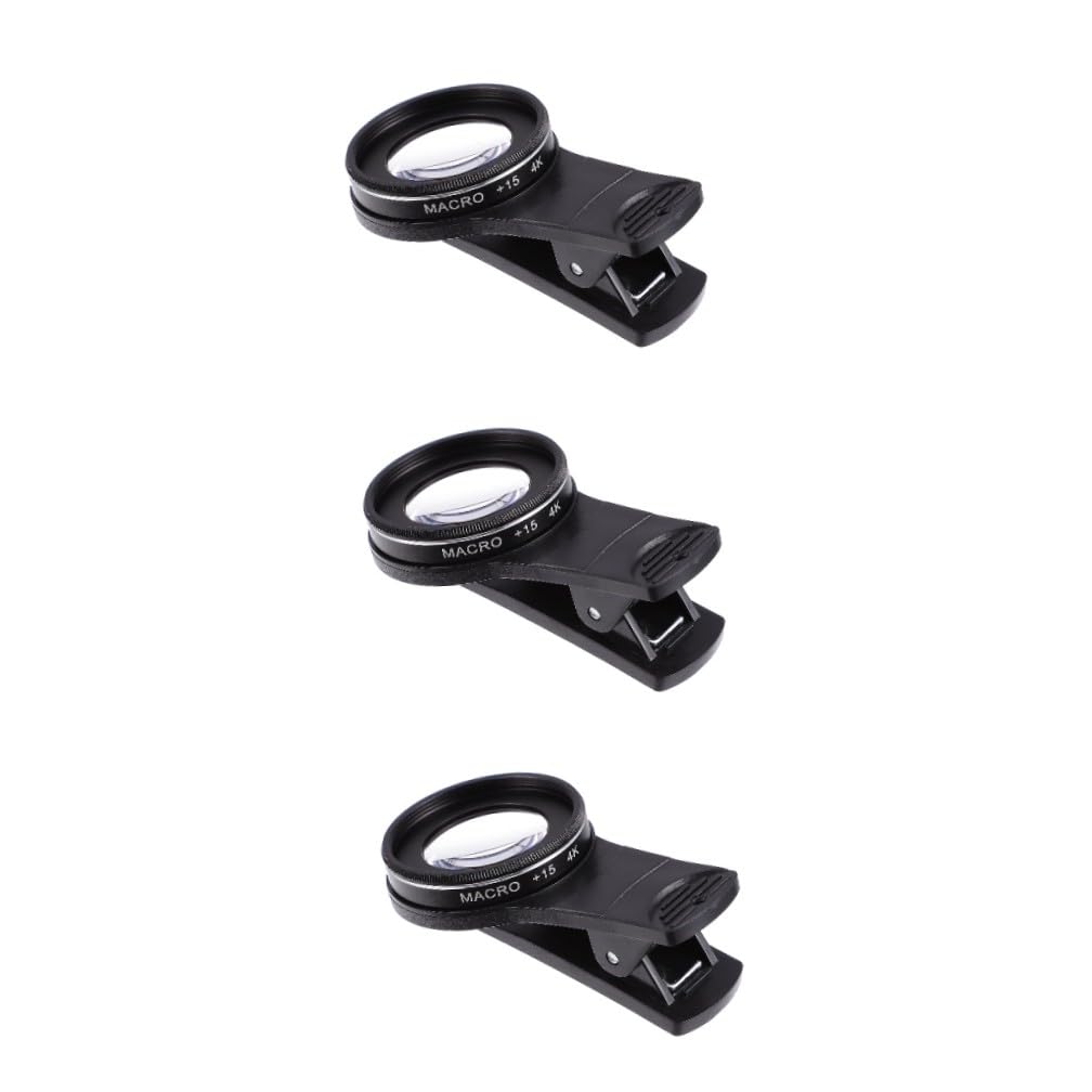 3 Lenti Per Telefono Cellulare 15x 30x Macro 37mm Clip Per Fotocamera Fish Eye Distanza Di Messa A 1-2cm