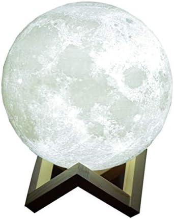 Night Light LED 3D Printed Moon Lamp,USB Recharge,Touch Control,Ajustable Brightness,Brightness Warm and Cool White,7.1" Moon Light Great Birthday Present Home Decorative Lights