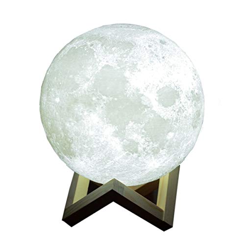 Night Light LED 3D Printed Moon Lamp,USB Recharge,Touch Control,Ajustable Brightness,Brightness Warm and Cool White,7.1" Moon Light Great Birthday Present Home Decorative Lights