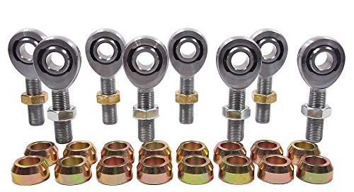 QSC 1/2 X 1/2-20 Chromoly 4-Link Rod End Kit with 1/2 Steel Cone Spacers, Rod End, Heim Joint