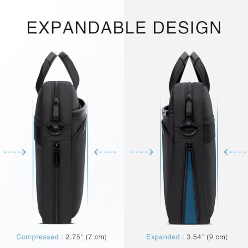 RAINYEAR 15.6 Inch Laptop Bag Laptop Shoulder Bag for Men, Expandable Waterproof Laptop Messenger Bag Large Capacity Computer Laptop Briefcase with Pockets for Travel Business Work Office, Black2
