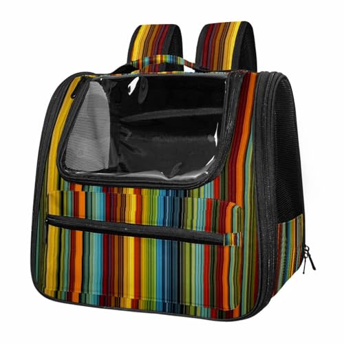 otnrnondcl Colorful Rainbow Vertical Stripe Cat Backpack Carrier, Pet Backpack for Dog Cat Puppy Kitty, Travel Carrier for Hiking Walking Outdoor Use