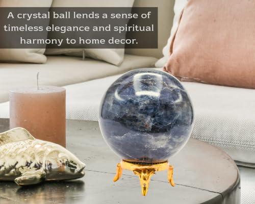 Image of Certified Iolite Crystal Ball for Meditation - Premium Crystal Vastu Items for Home and Feng Shui Items for Good Luck - Ideal for Pooja Supplies and Spiritual Practices (2.5 inch Inch)
