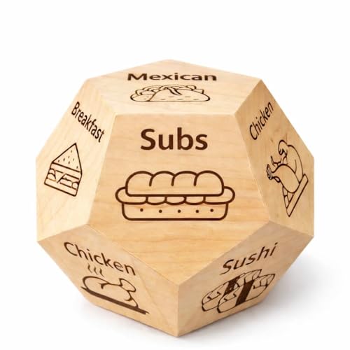 12-Sided Food Dice, Food Dinner Decision Dice Game for Couples, Date Night Meal & Restaurant...