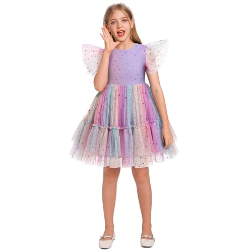 Kids Girls Birthday Heart Star Glitters Princess Party Tulle Dress Cake Smash Party Pageant Clothes