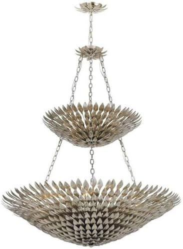 Crystorama Broche 18 Light Antique Silver Leaf Chandelier