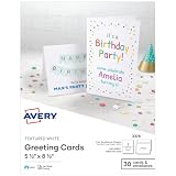 Avery Printable Half-Fold Greeting Cards, Envelopes Included, 5.5" x 8.5", Textured White, Inkjet Printer Compatible, 30 Blank Cards Total, Great for Product Branding, Marketing, and More (3378)