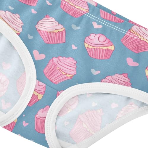 Wusikd Cute Pink Cupcakes Girls' Underwear Cotton Hearts Girls Briefs Soft Toddler Underwear 2T4