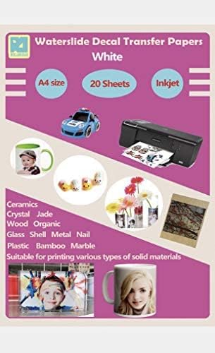 Samcorn Rolurious 20 Sheets A4 Inkjet Water Slide Decal Paper Sheets White DIY for Inkjet Printer