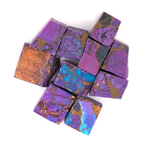 ColouredRocks (10pcs PURPLE TURQUOISE Raw Crystals, Raw Stones, Rough Gemstones, Jewelry Making Supply, Cabbing, Polishing, Cutting, DIY, Crafts (8-12 mm size)