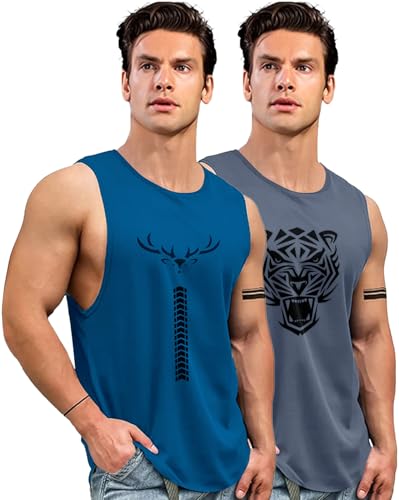 Image of AUSK Men Vest || Gym Tshirt for Men || Karma Printed Sleeveless Regular Fit T Shirt for Mens