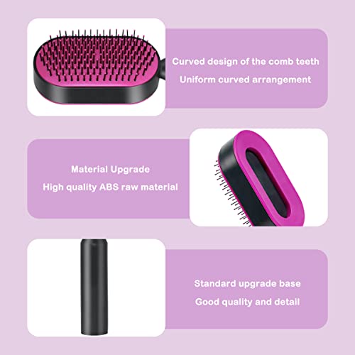 Foto von UptVin Selbsterreinigung Haarbürste für Frauen, 3D -Luftkissen -Massagebürste, Airbag Massage Kammpinsel, einfach saubere Haarbürste für alle Haartypen geeignet