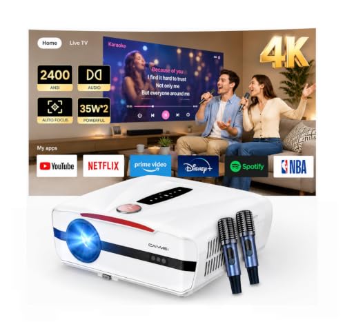 4K Daytime Projector,2400 ANSI,70W Dolby Audio,2 Mics & Karaoke