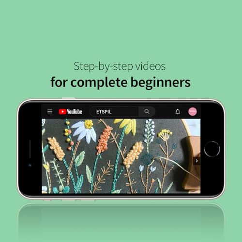 Etspil E287+E288 4 Sets Embroidery Kit For Beginners ,Plant Kits For Adults Learn 33 Different Stitches,Includes Stamped Pattern thumb #3