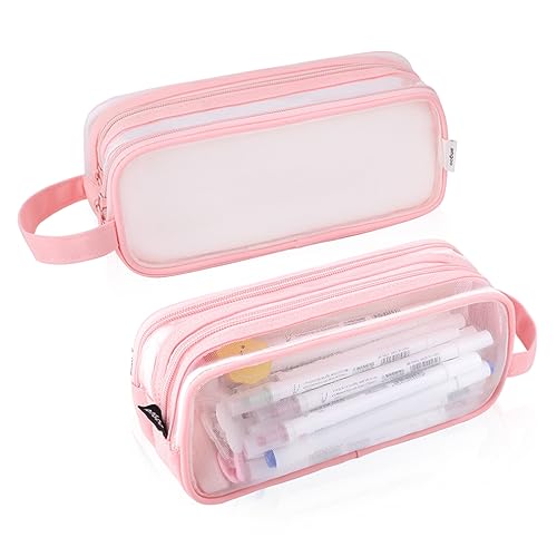 Image of iSuperb Large Capacity Pencil Case Grid Mesh Pencil Pouch Handheld Pen Bag for Teen Boys Girls School Students College