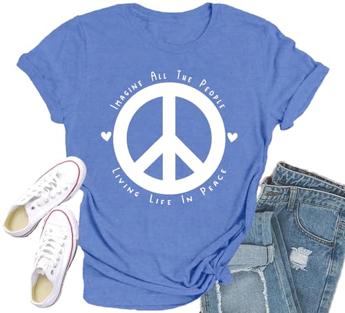 Qskall Equality Shirt for Women Human Rights T-Shirts Peace Sign Tee Tops