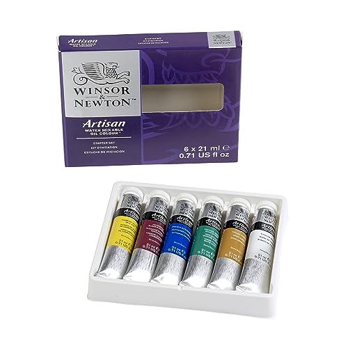 Winsor & Newton, Artisan Water Mixable Oil Colour, Beginners Set, 6x21ml Tube Set, Multi Colour, 126 ml (Pack of 1) - Image 3