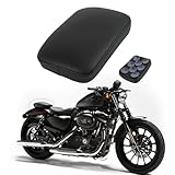 DREAMIZER Universal Black Pillion Passenger Pad Seat Motorcycle Solo Seat Rear Cushion 8 Suction Cups Compatible with Harley Davidson Sportster XL 883 1200 Forty Eight Dyna Chopper Bobber Custom