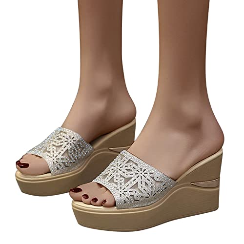Chaussures ouvertes compensées aux finitions dorées raffinées - 3