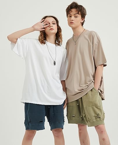 mens oversized t-shirts fashion loose fit crewneck tshirt streetwear heavyweight short sleeve tee shirt gym workout tops