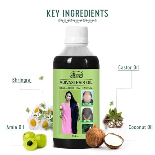 Image of Adivasi hair oil original 250 ml, Original Aadivashi Hair Growth Oil 250 ML Ayurvedic Adiwasi Herbal Kesh tel with Natural Rosemary essential & Biotin for Control Hairfall anti-dandruff Adiwasi Hair Oil Original Pack of 1 II Herbal Hair Oil