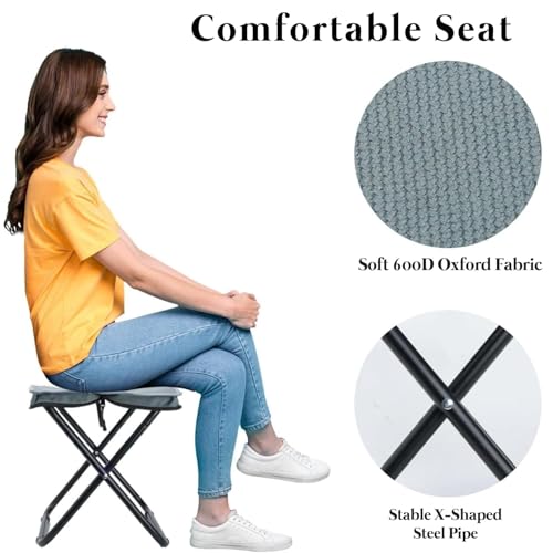 Image of Portable Folding Camping Stool, Lightweight Travel Seat with Carry Bag, Stainless Steel Frame, Waterproof Oxford Fabric, Compact Collapsible Chair Trekking, Beach & Outdoor Use Pack of 1